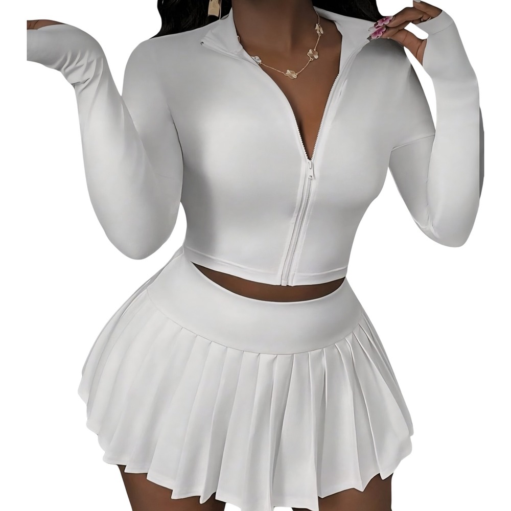 Juicy Couture White Pleated Mini Skirt Juicy Club Heart Logo 110035006 Womens S